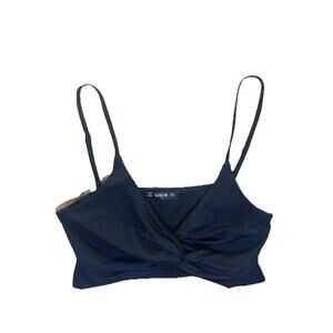 SHEIN Women’s Bathing Suit Top Front Tie Black Size Large